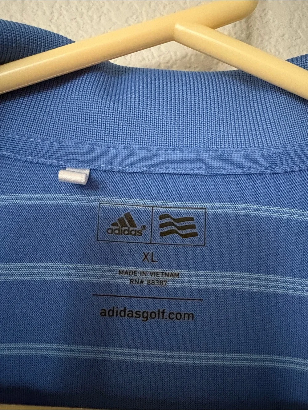 Men's Adidas Blue Striped Golf Polo Shirt sz XL